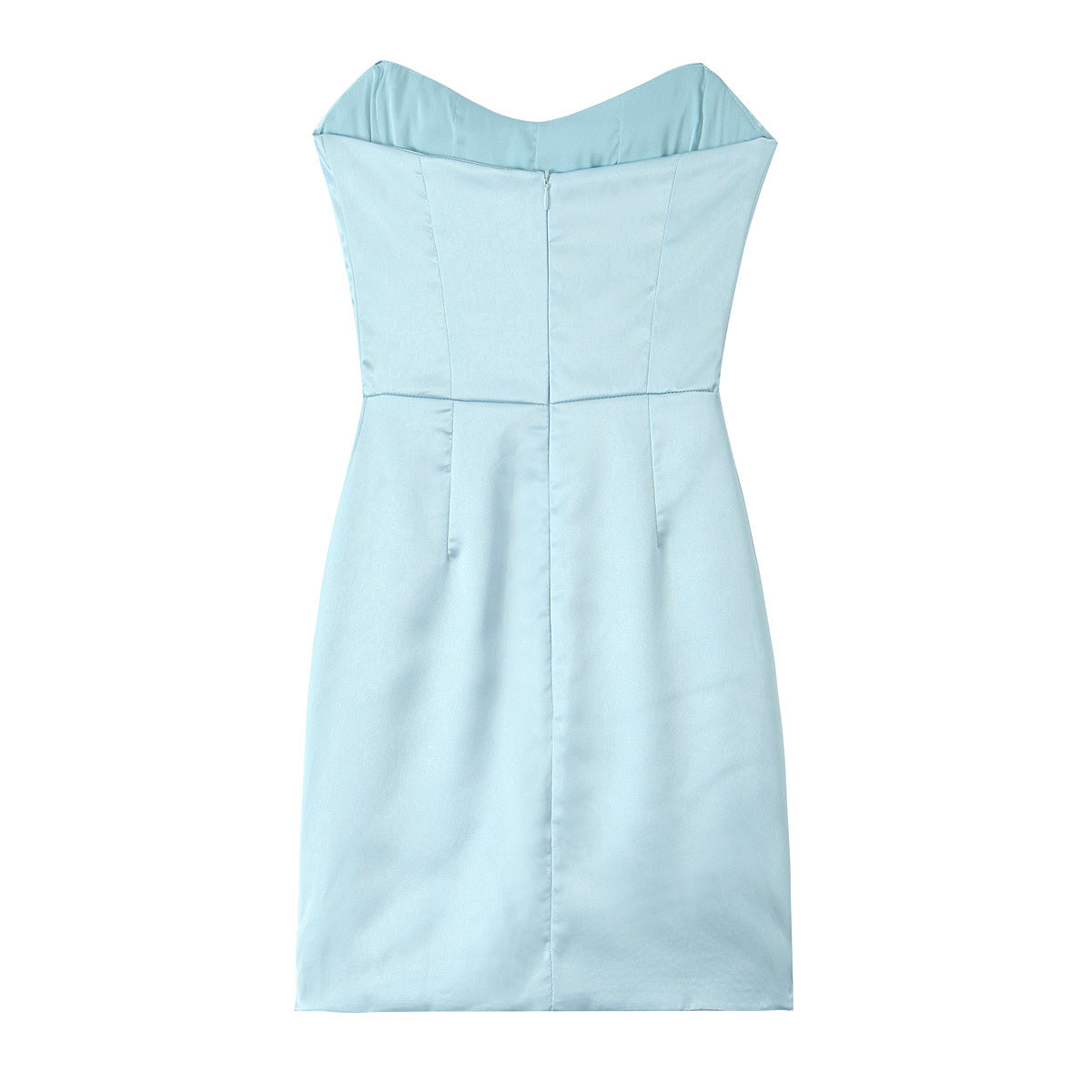 Strapless Cowl Neck Ruched Draped Bodycon Mini Dress