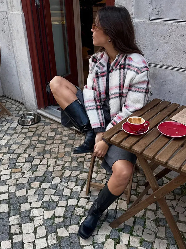 Plaid Brushed Wool-Look Button Front Oversized Shirt Jacket 2