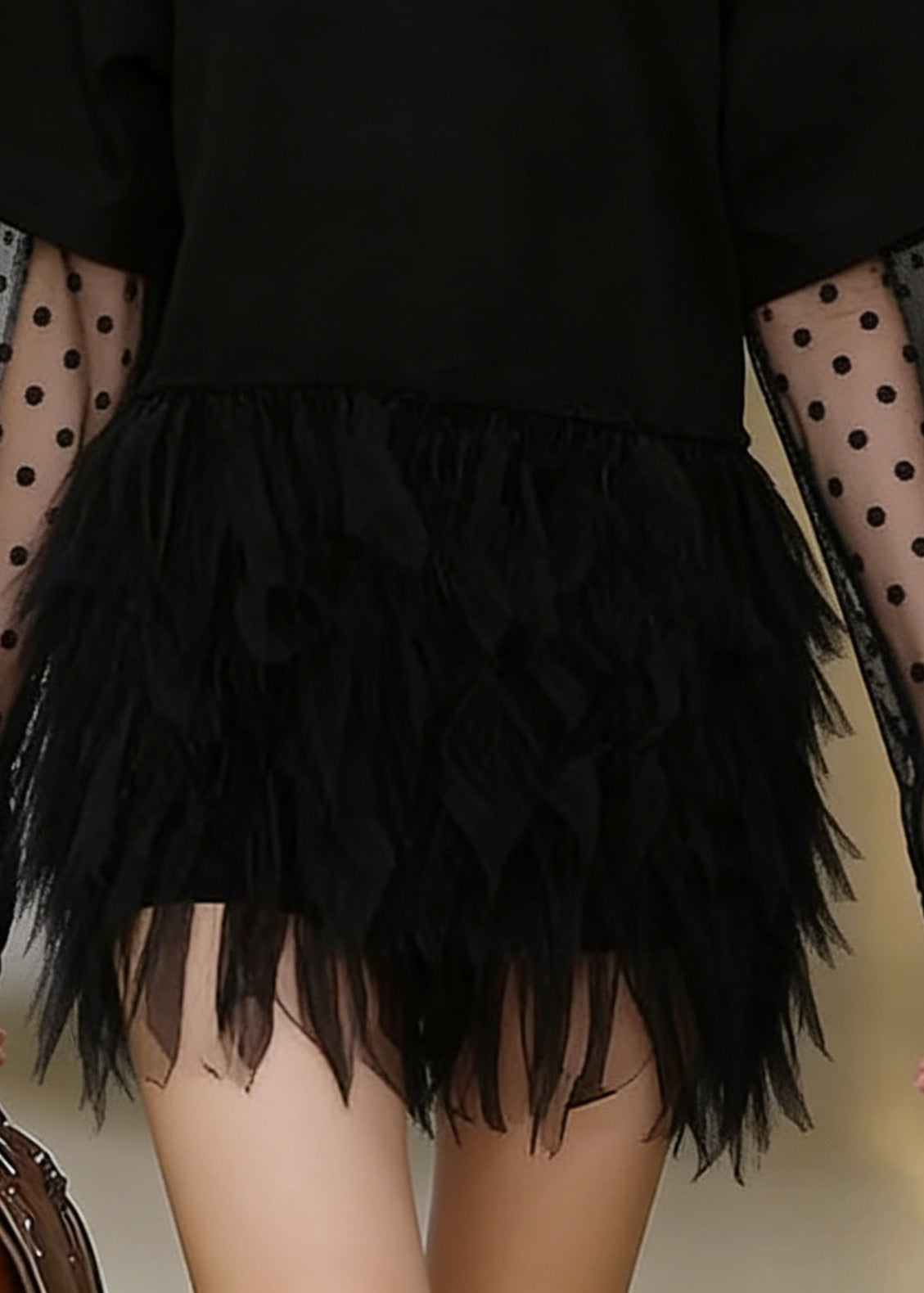 Fashion Black Oversized Patchwork Tulle Mini Dress Summer 4