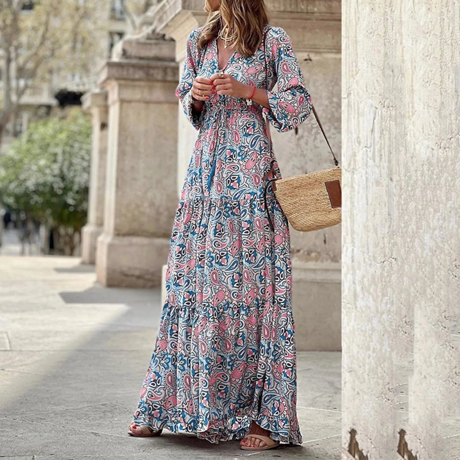 Formal Cocktail Pile Refined Chiffon Patchwork Sleeveless Evening Maxi Party Vestidos Dress