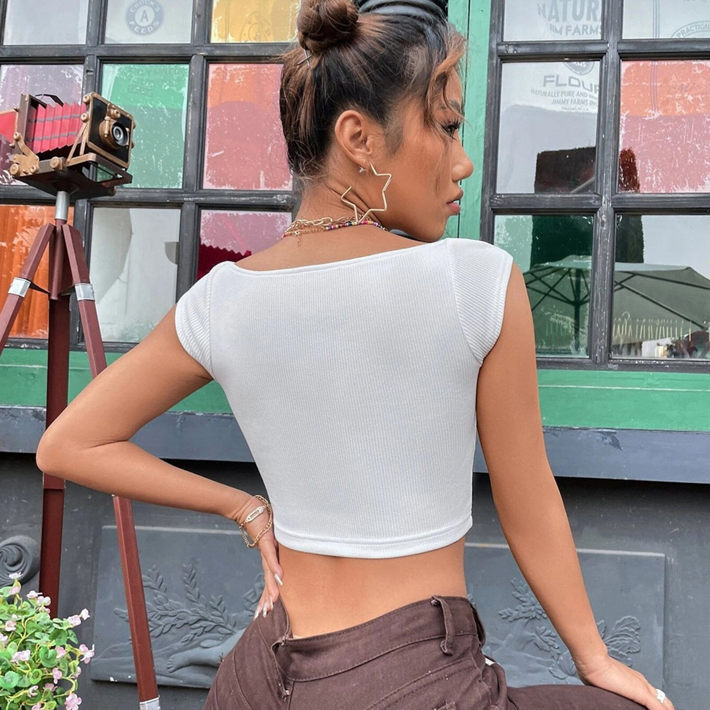 Fashion Slim Square Neck Tank Tops