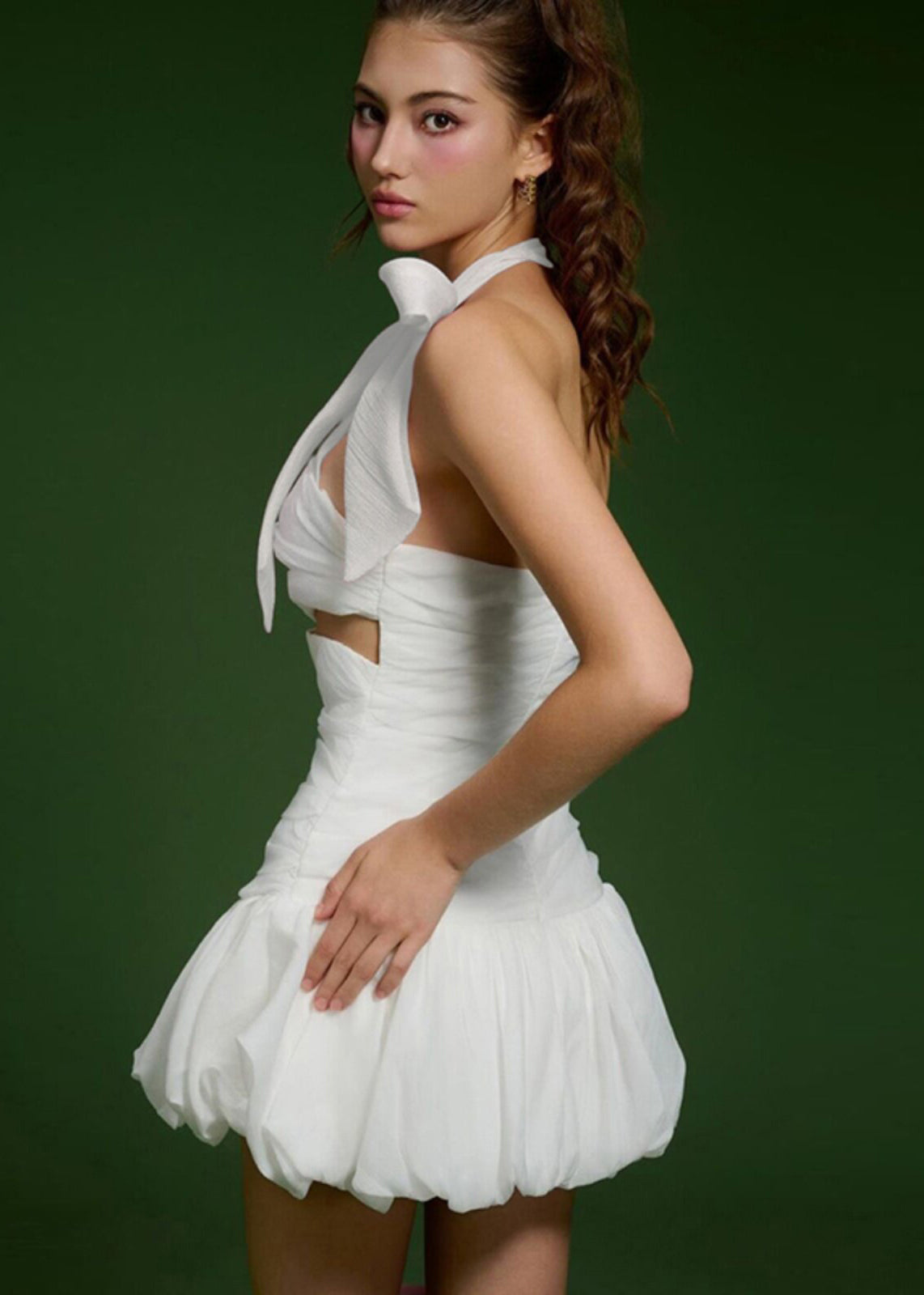 Fashion White Halter Hollow Out Tulle Party Dress Summer