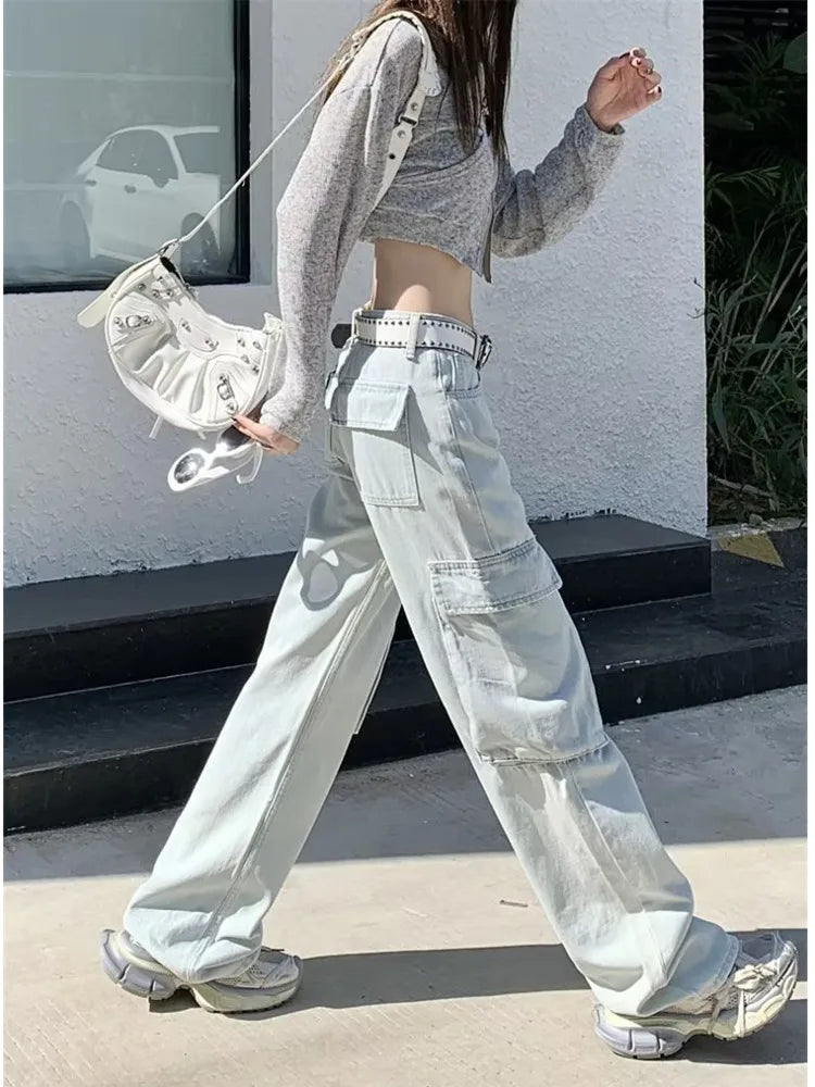 Vintage Washed Wide-Leg Denim Jeans