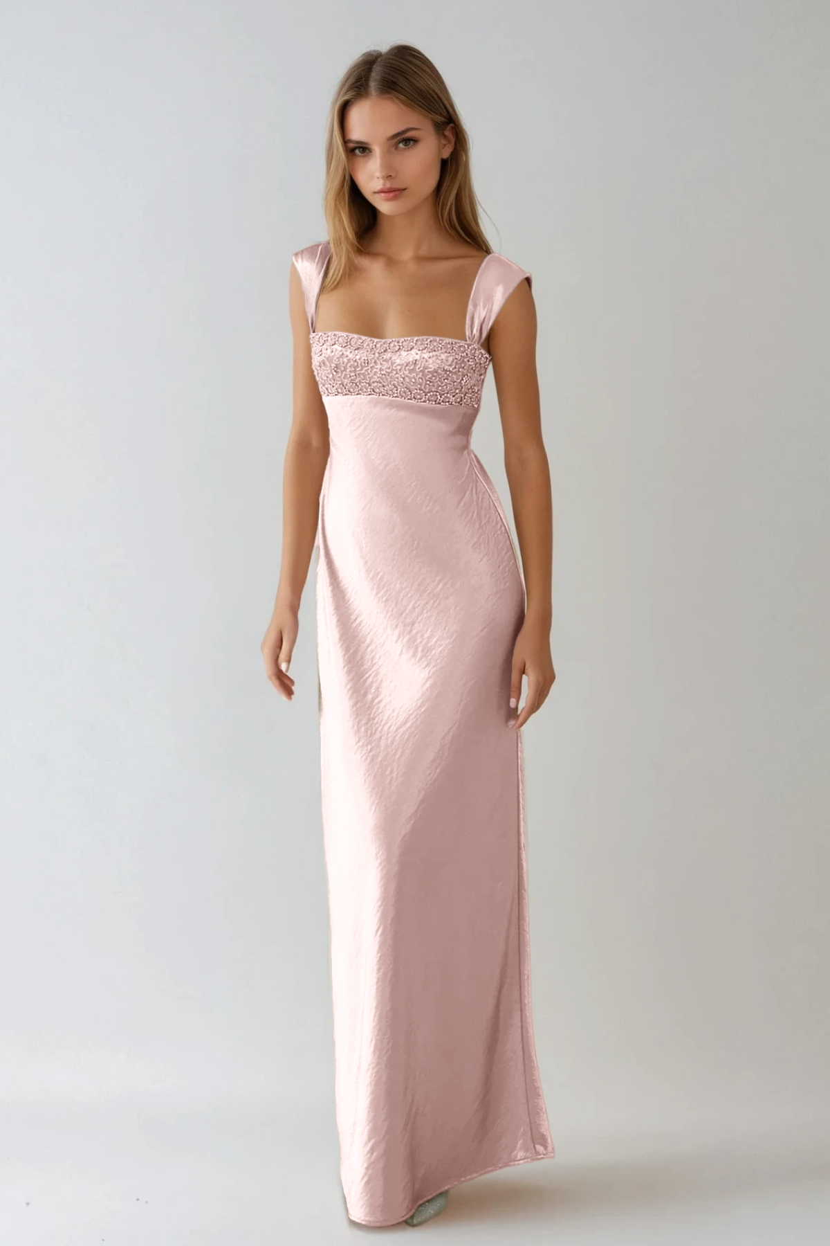 Fatos Sleeveless Rhinestone Satin Maxi Dress - View 2