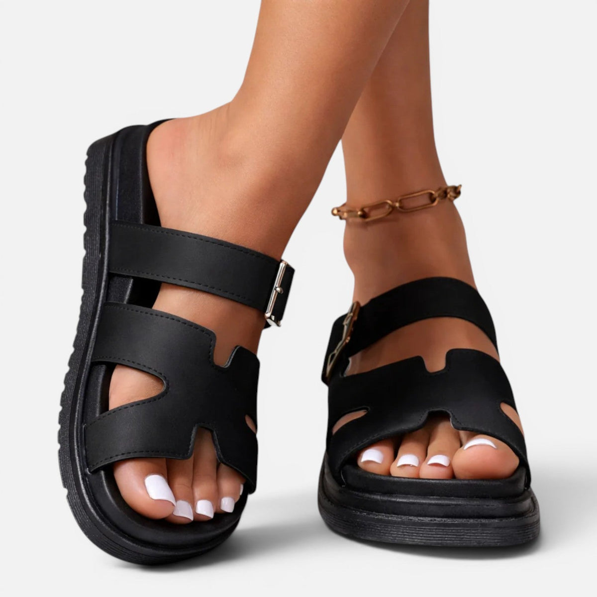 Women's Platform Sandals Adjustable Buckle Comfort Sandals