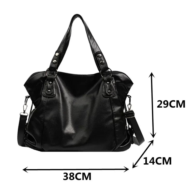 Faux Leather Studded Slouchy Shoulder Bag