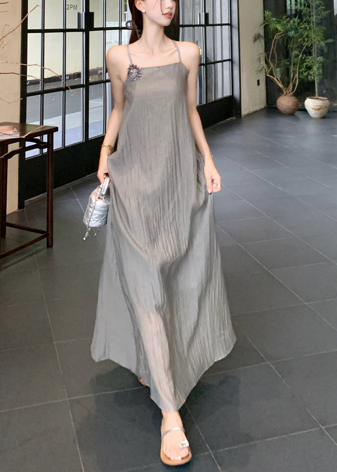 Halter Neck Asymmetric Draped Crinkle Chiffon Two Piece Set