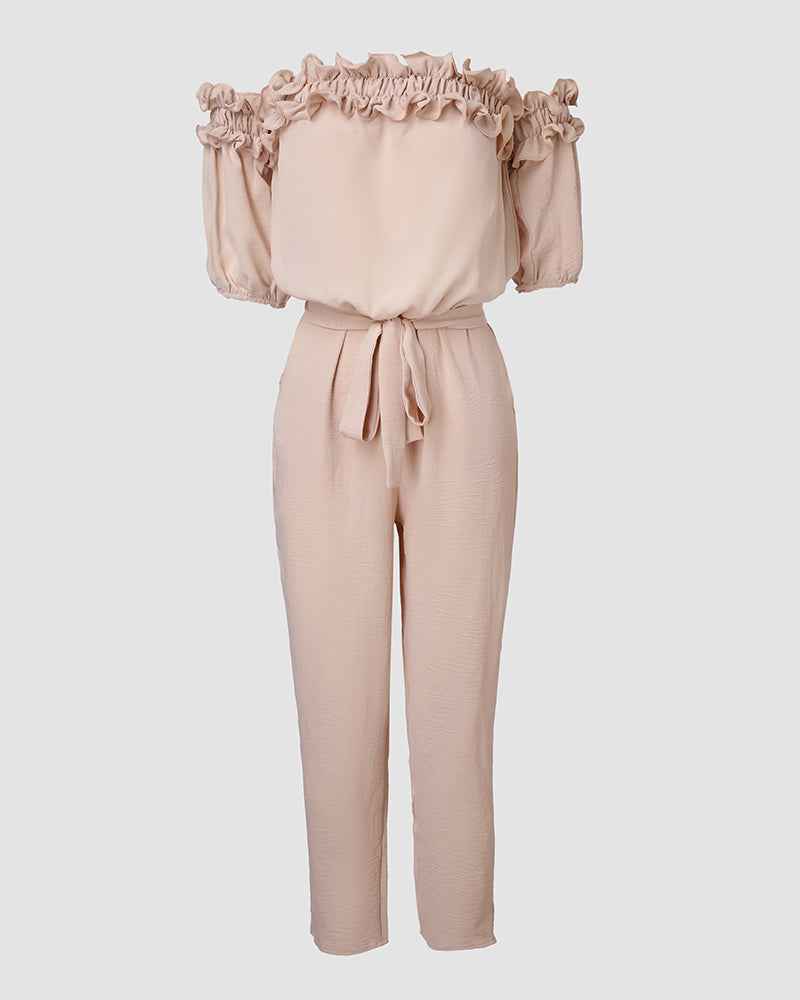 Lightweight Off-Shoulder Jumpsuit with Pockets