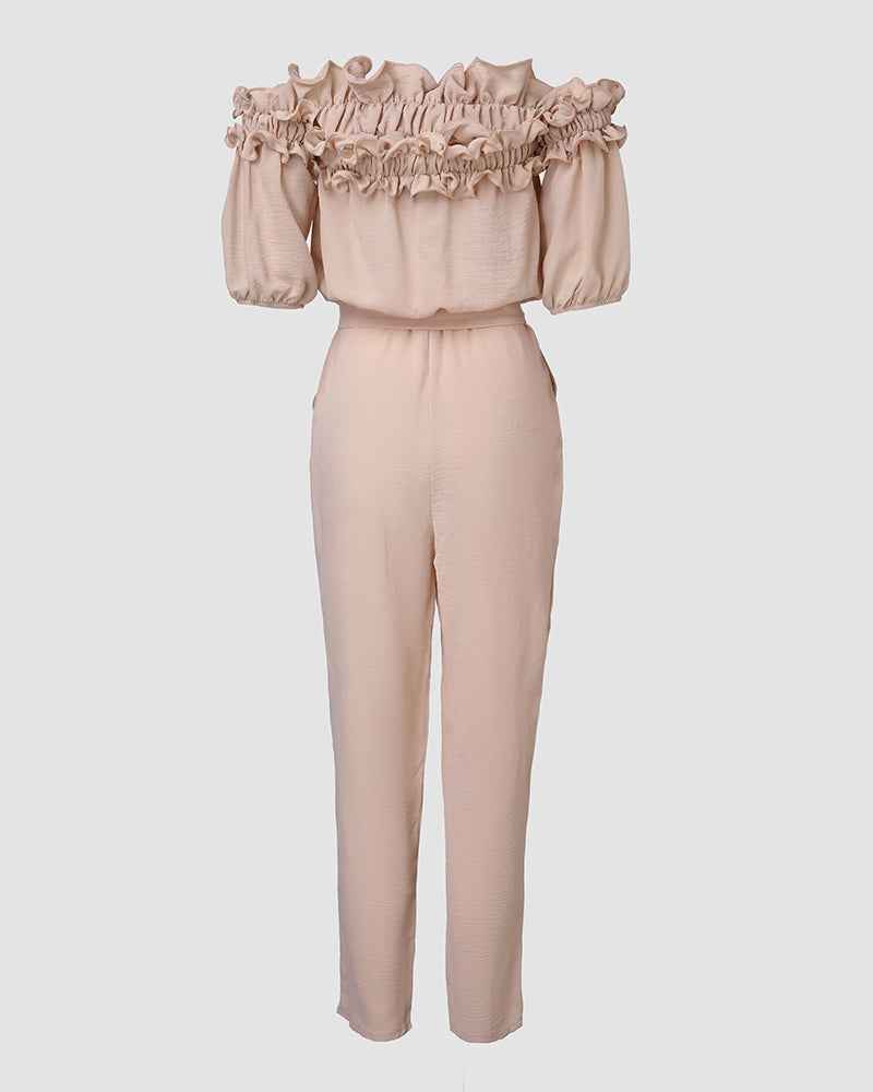 Lightweight Off-Shoulder Jumpsuit with Pockets