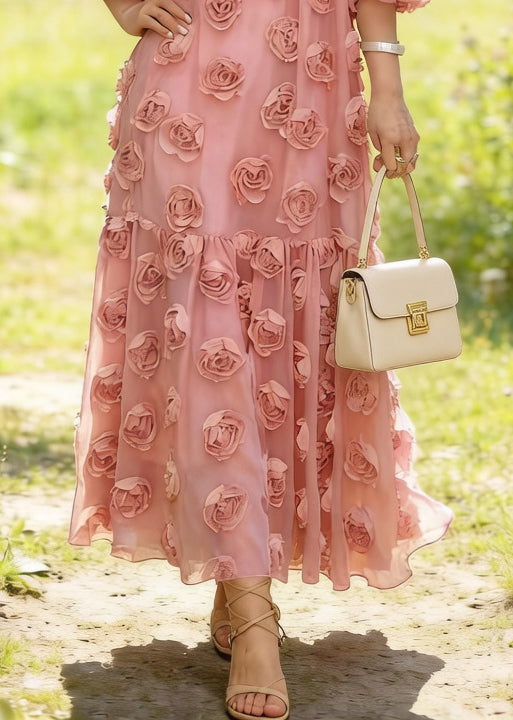 Tulle Floral Fitted Midi Dress