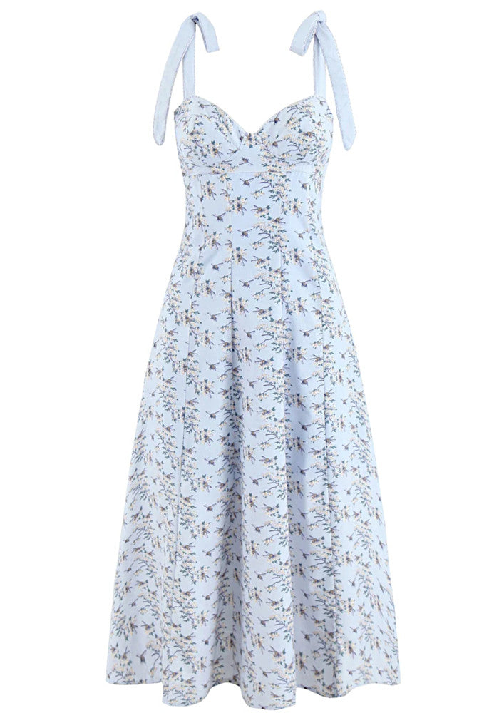 AVRIL FLORAL MIDI DRESS Blue