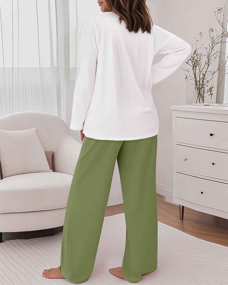 Multicolor Pajama Set Floral Print With Soft Knit Comfort For All Day Cozy Lounge Cotton