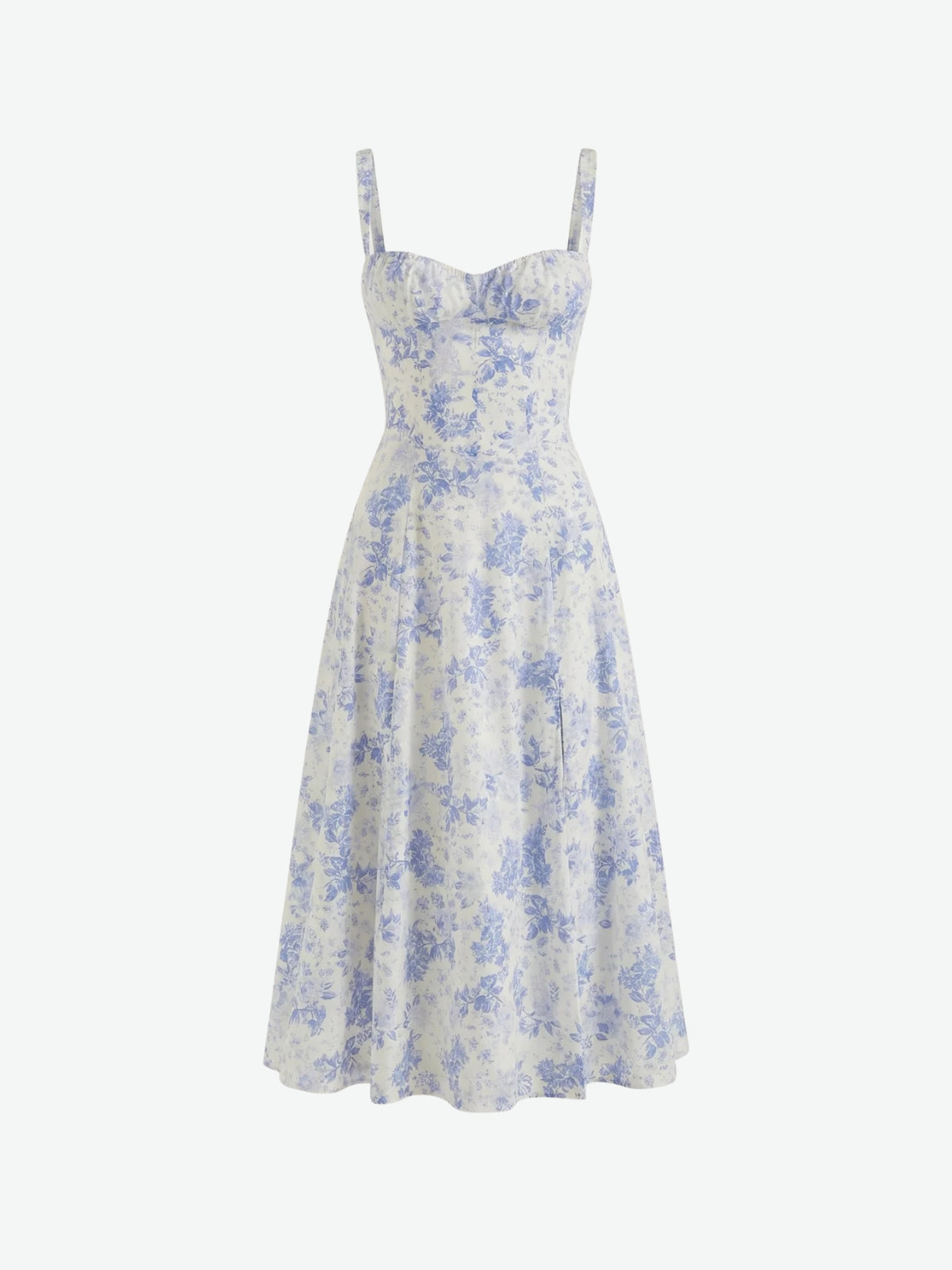 Floral Sweetheart Tie Front High Split Midi Dress 5