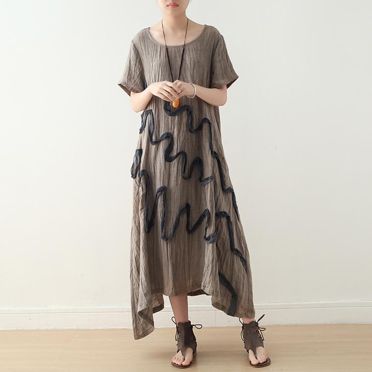 French Casual Short Sleeve Dress Nude O-Neck Dresses Summer