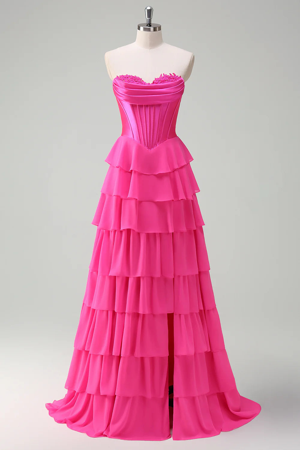 Blue Sweetheart Ruffled A Line Long Prom Dress