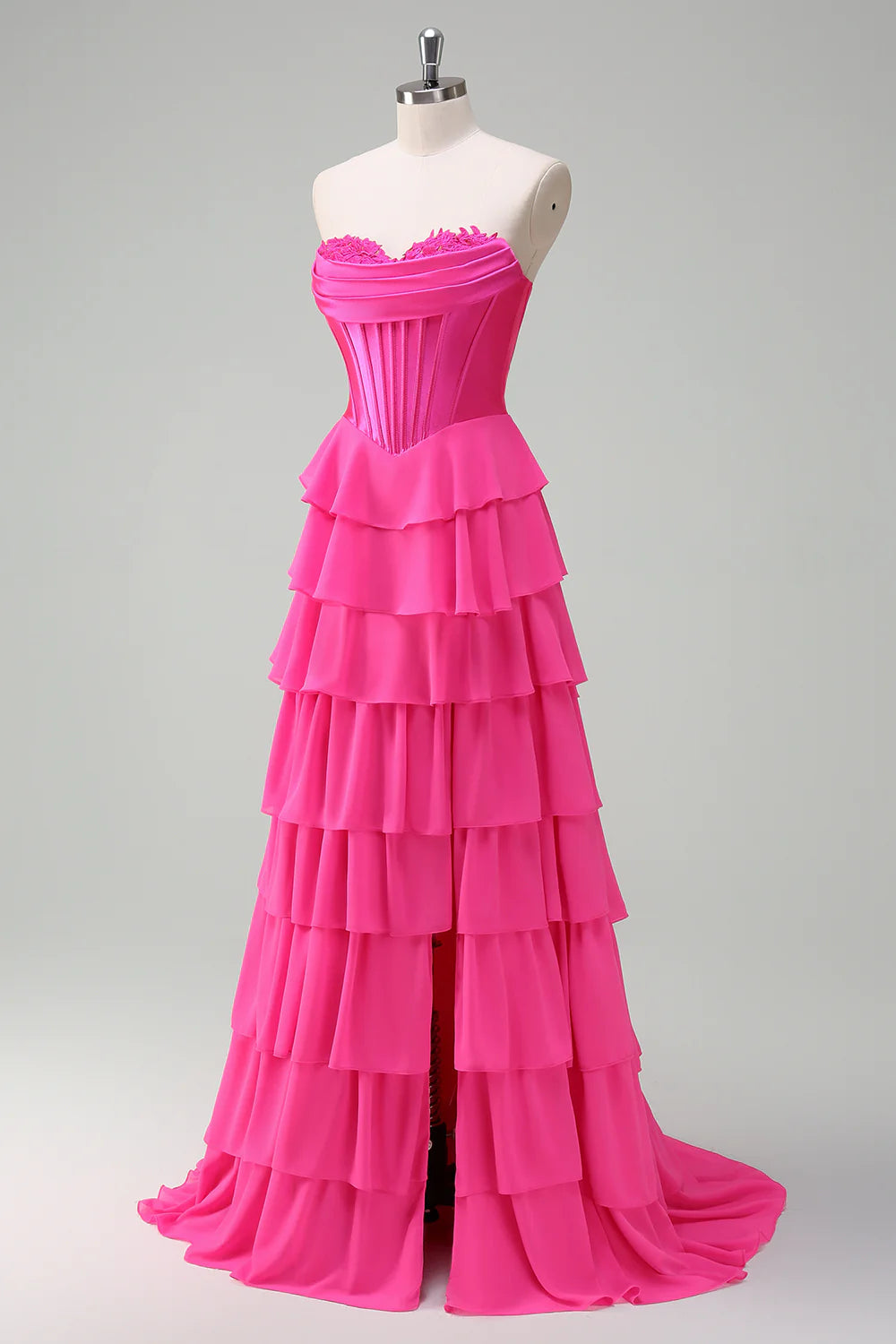 Blue Sweetheart Ruffled A Line Long Prom Dress