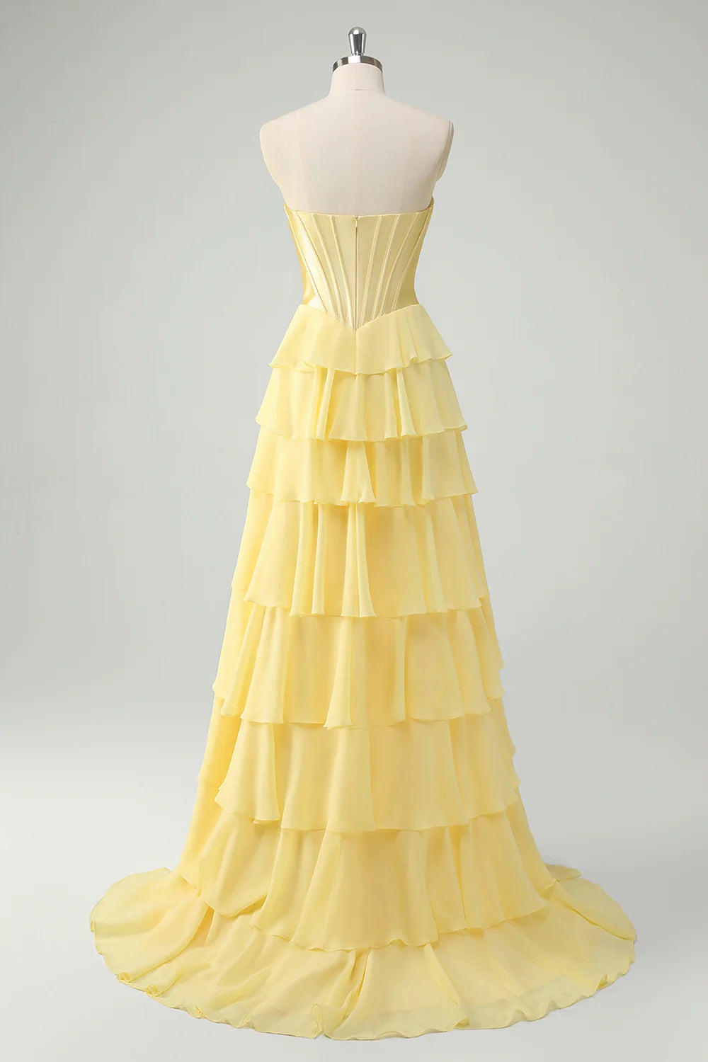 Blue Sweetheart Ruffled A Line Long Prom Dress