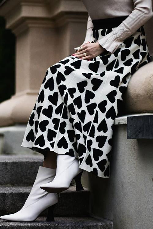 Full Of Love A-Line Knit Midi Skirt