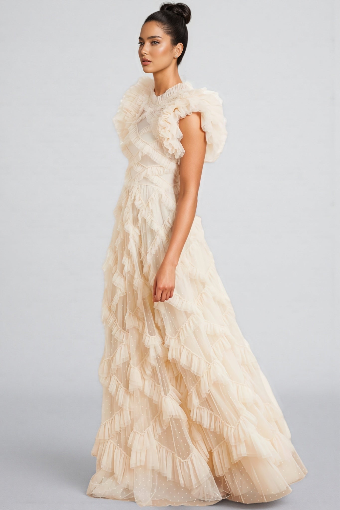 Miro Ruffle Mesh Maxi Dress - View 3