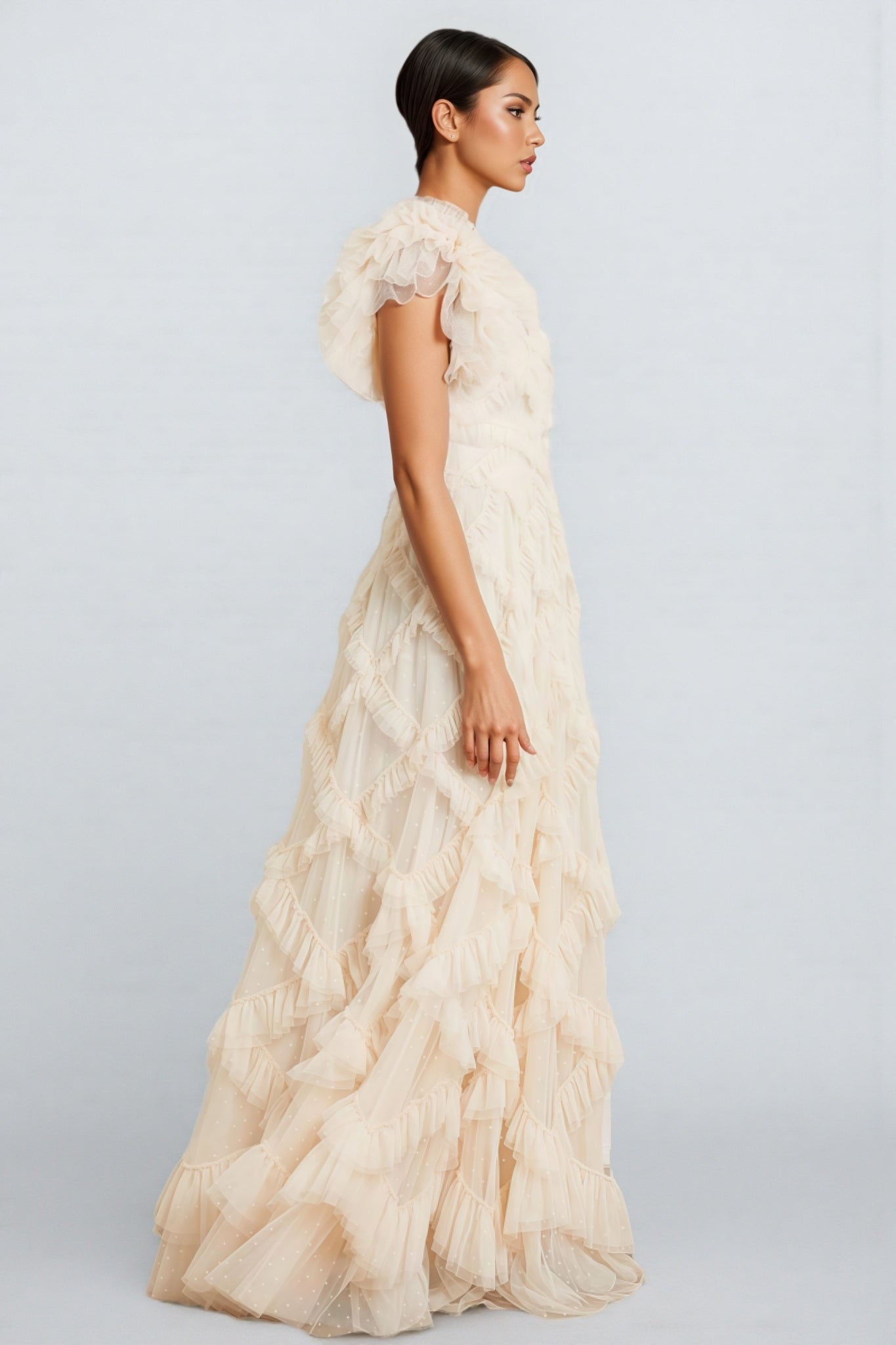 Miro Ruffle Mesh Maxi Dress - View 2