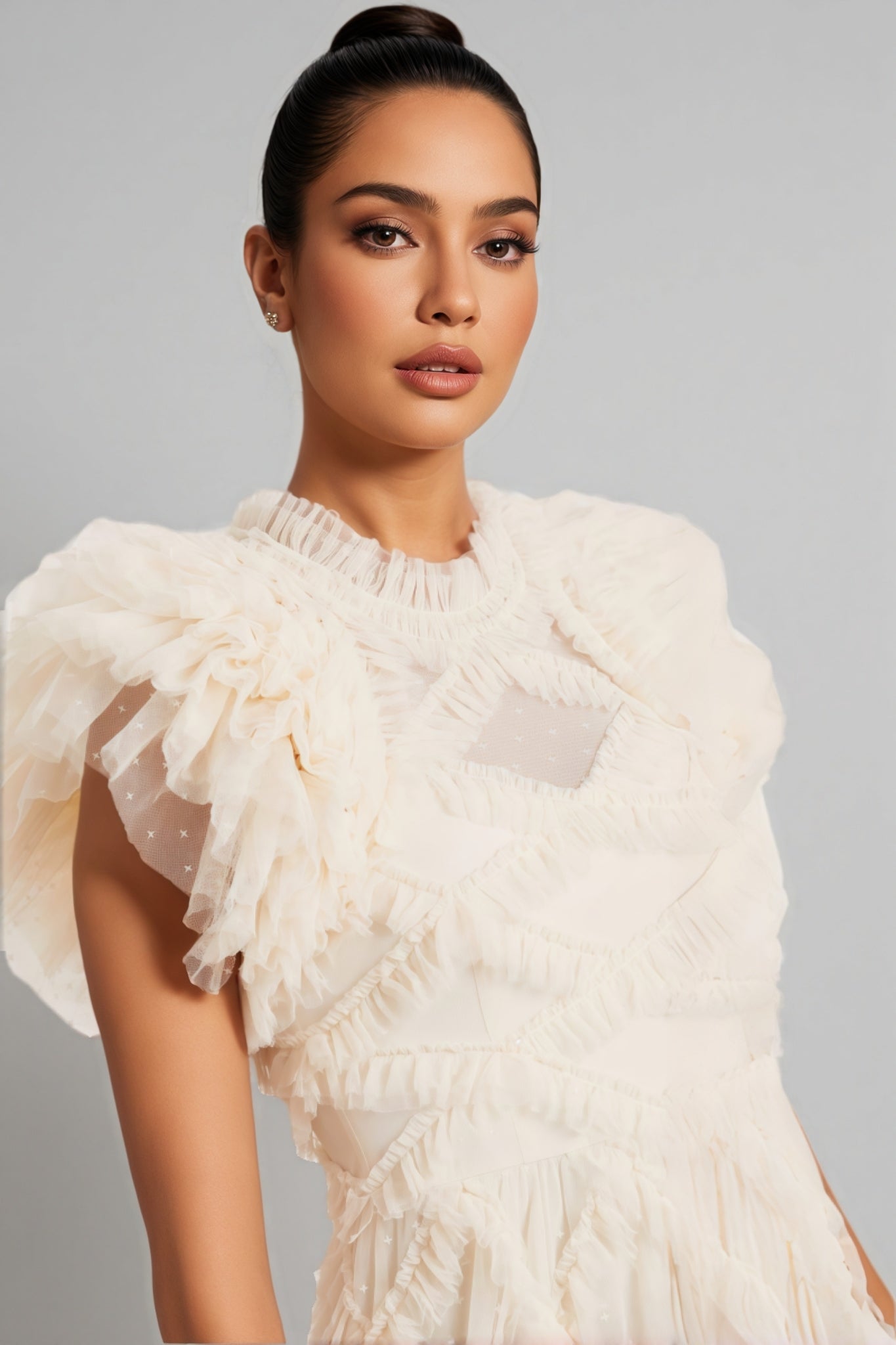 Miro Ruffle Mesh Maxi Dress - View 4