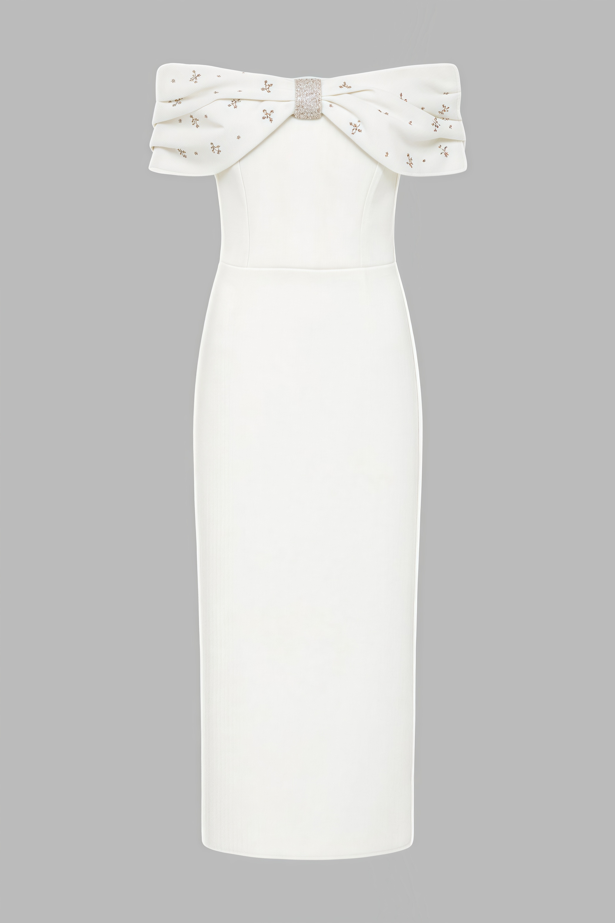 Zivaf White Beaded Rhinestone Midi Dress - View 5