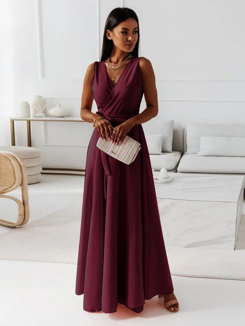 Fernanda Boutique Dress Women's V Neck Maxi Chic Silhouette Collection