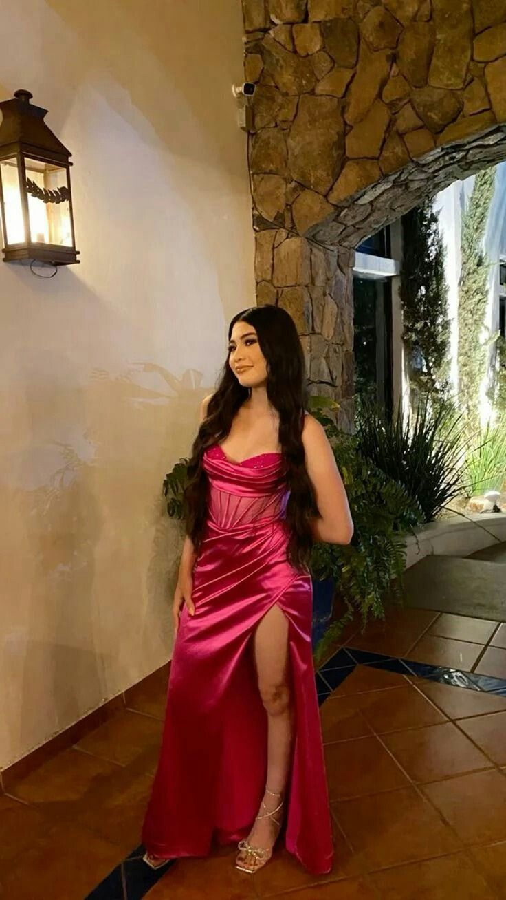 Fashion Satin Beaded Mermaid Prom Dress Slit Evening Party Gown cc1925