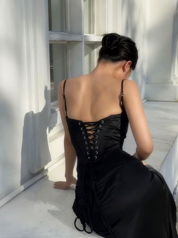 Charming Hot Pink Straps Satin A Line Long Evening Dress Party Dress cc1876