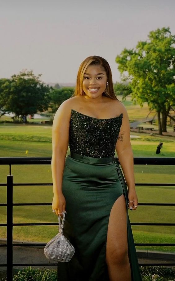 Charming Green Strapless Prom Dress,Green Formal Gown cc1178