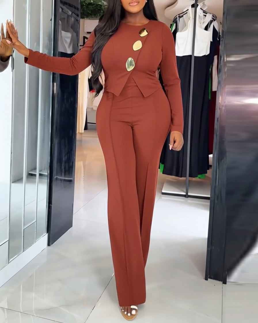 Elegant Stylish Jumpsuit with Pockets & Comfortable Fit for Commuting