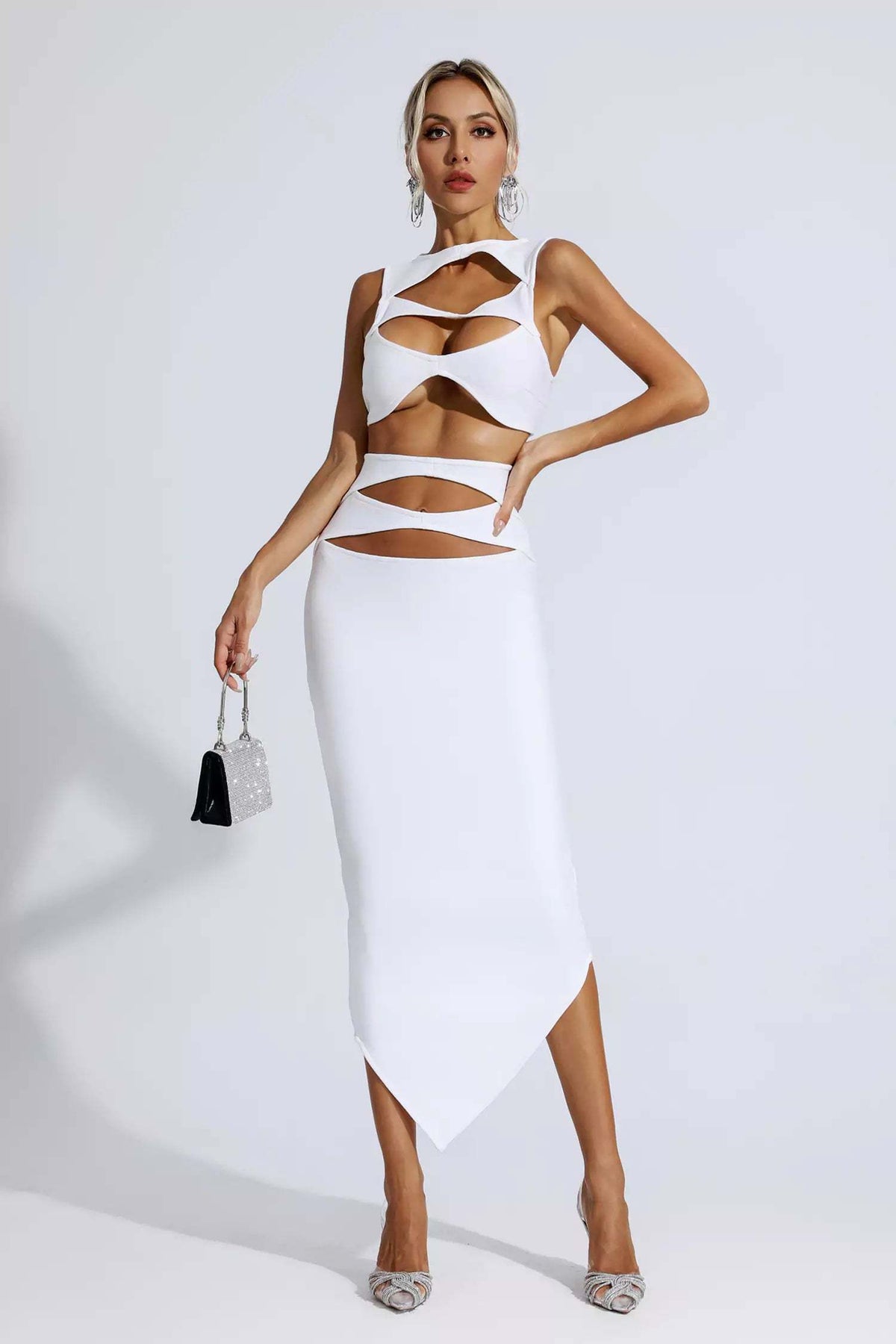 Cut Out Sleeveless Bodycon Bandage Midi Dress 4