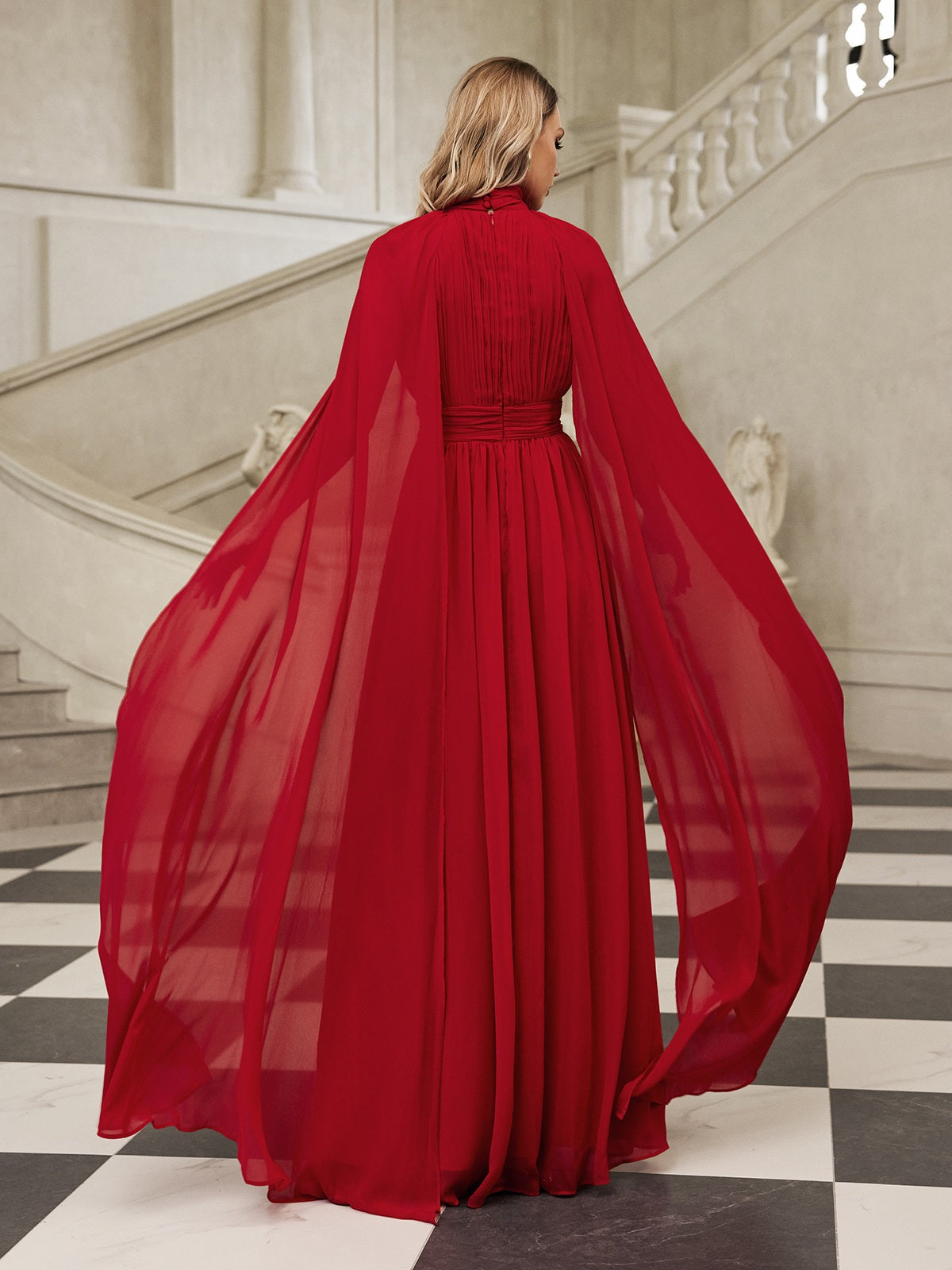 Cape Sleeve Mesh Maxi Dress - View 6