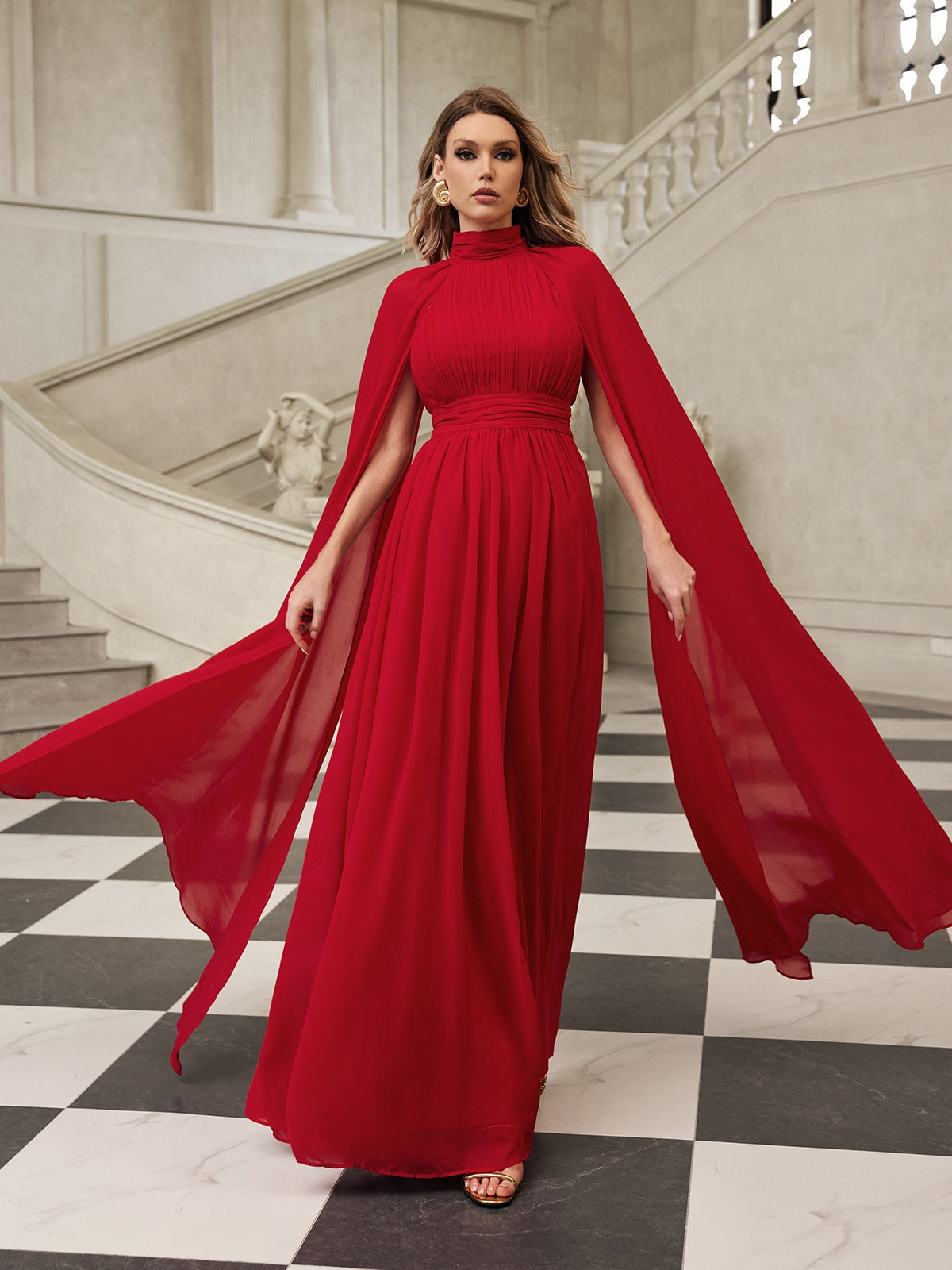 Cape Sleeve Mesh Maxi Dress - View 2
