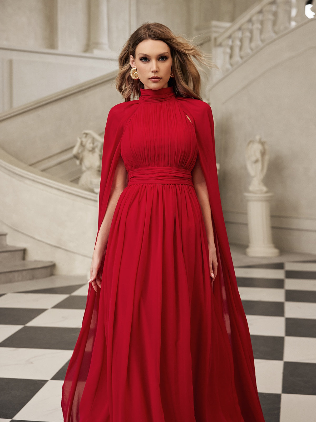 Cape Sleeve Mesh Maxi Dress - View 4