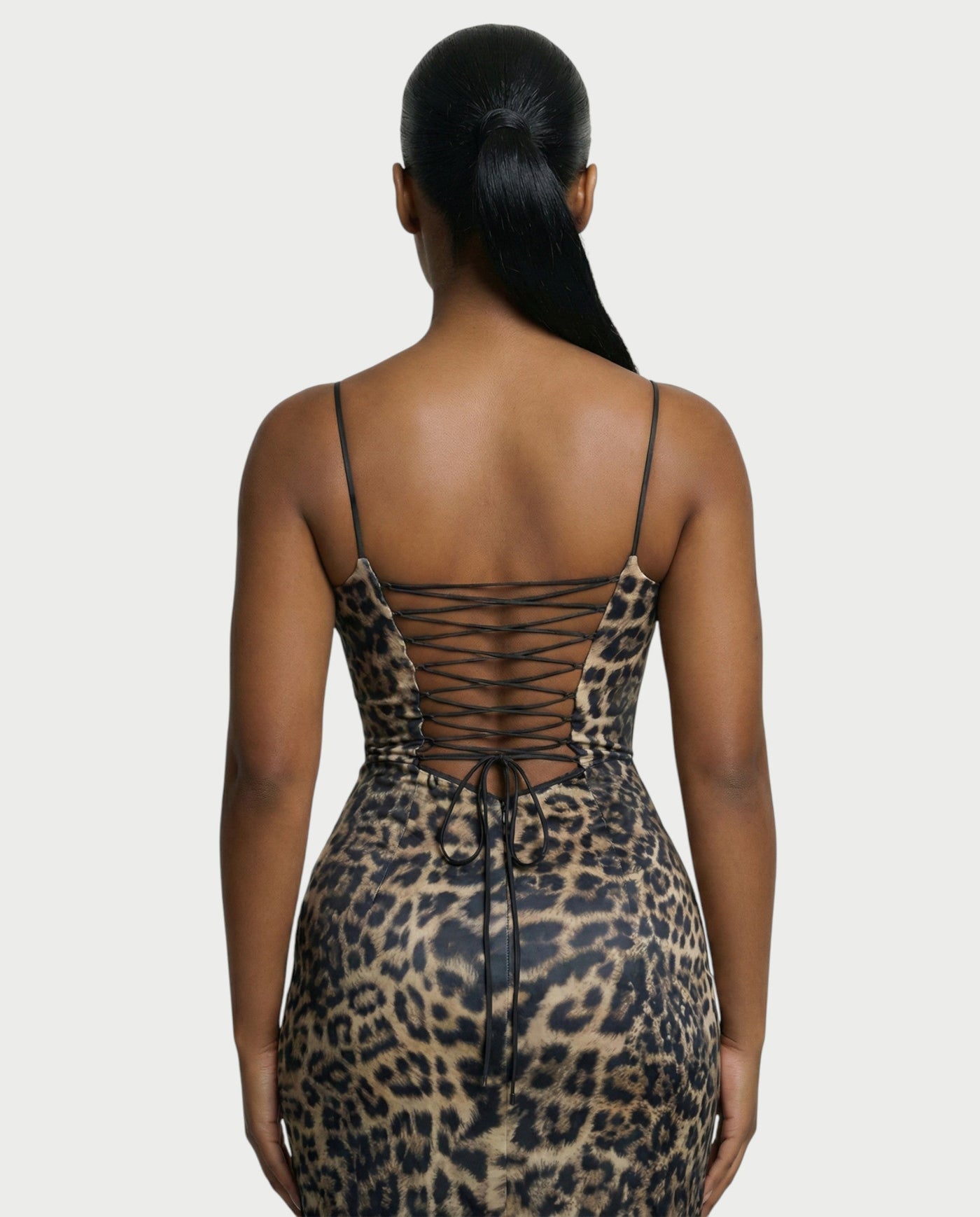 Leopard Print Spaghetti Strap Sheer Maxi Dress 5