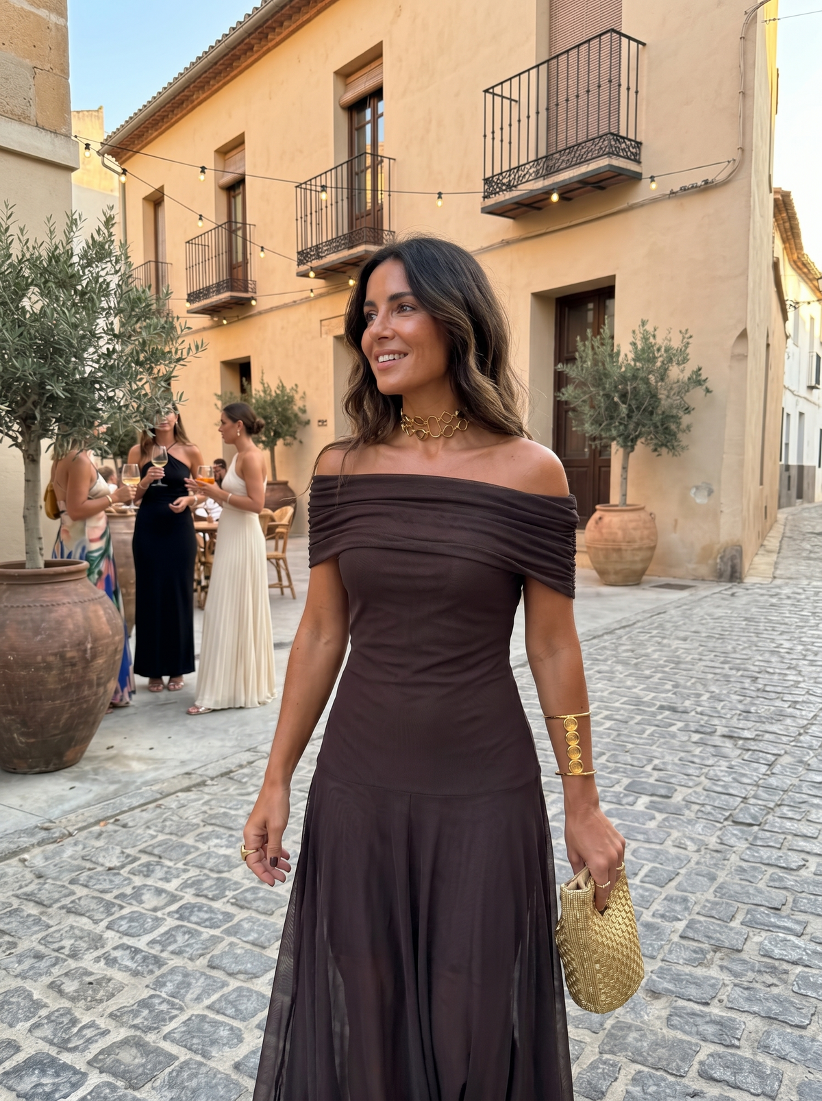 Abstract Print Chiffon One Shoulder Ruched Maxi Gown