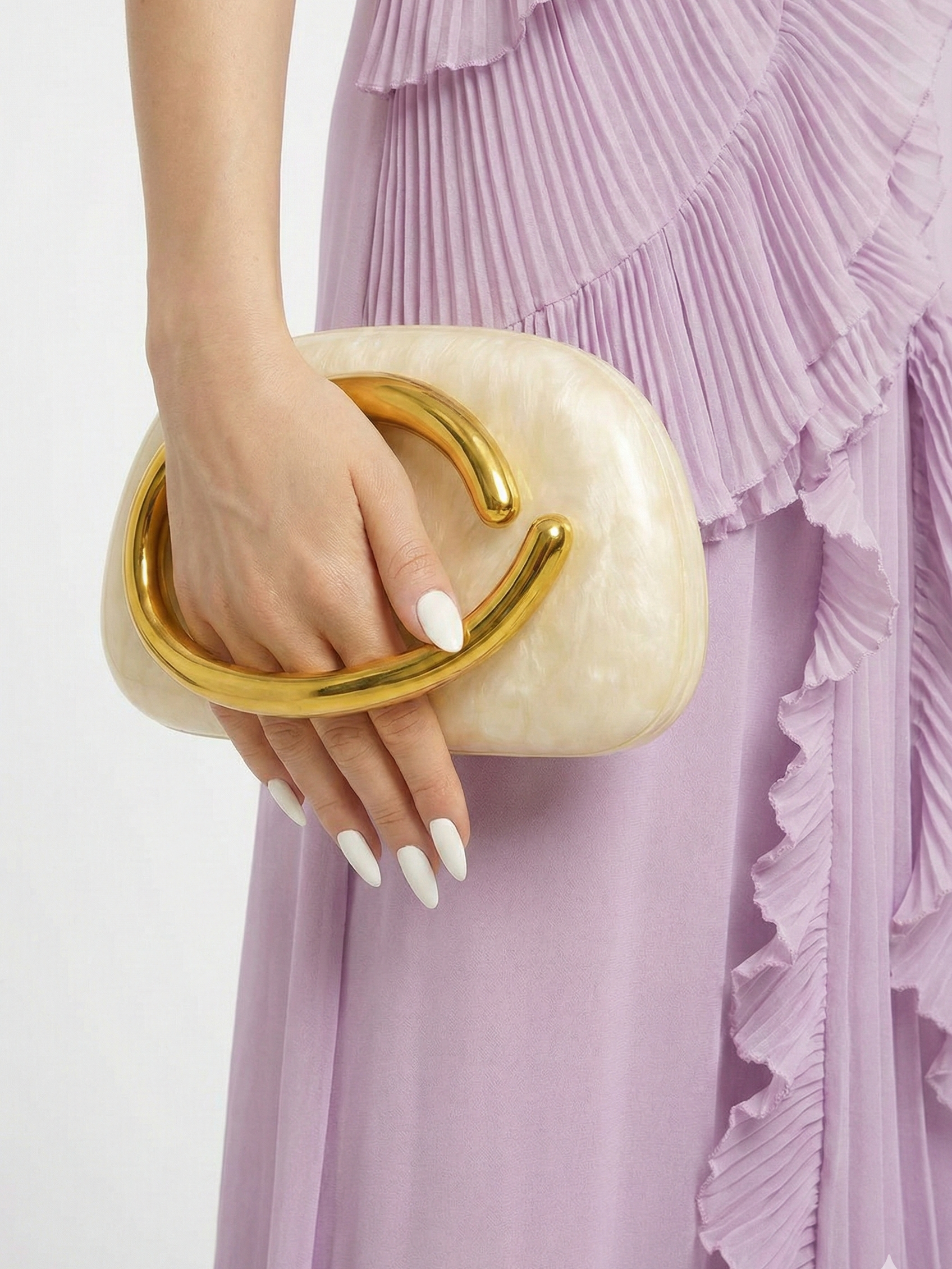 Catherine Ruffle Dress (Free Pearl Clutch)