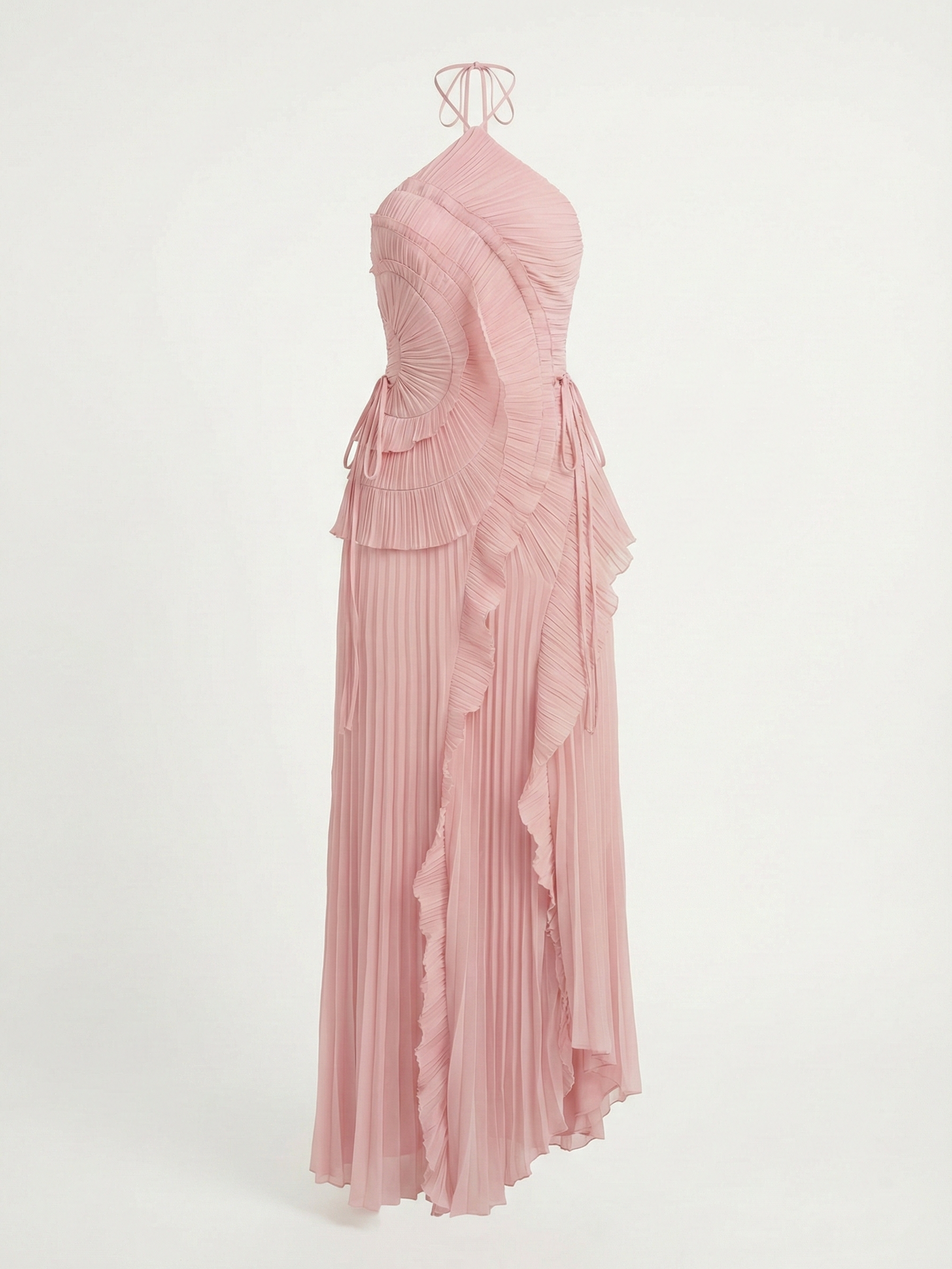Catherine Ruffle Dress (Free Pearl Clutch) Light Pink