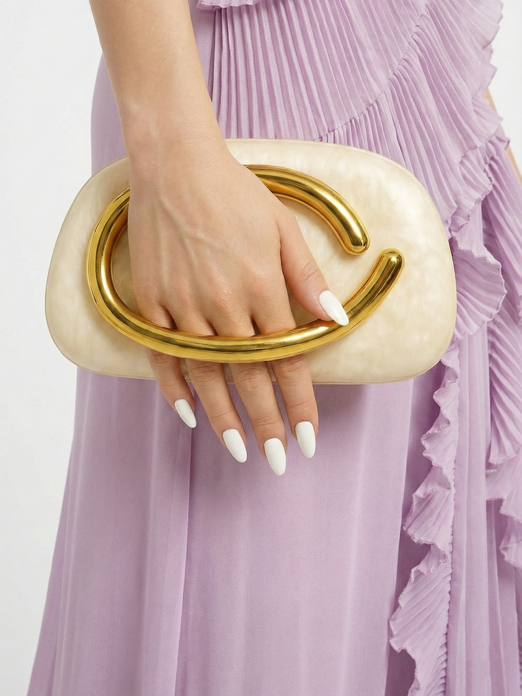 Catherine Ruffle Dress (Free Pearl Clutch)