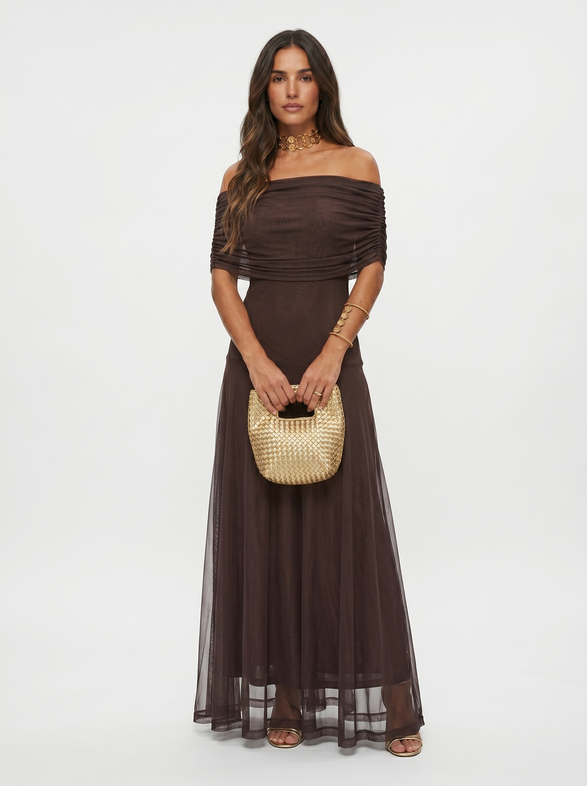 Abstract Print Chiffon One Shoulder Ruched Maxi Gown