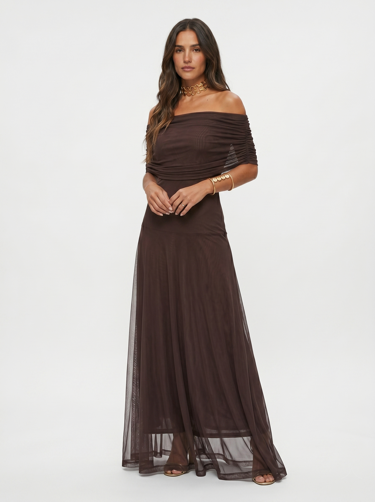 Abstract Print Chiffon One Shoulder Ruched Maxi Gown