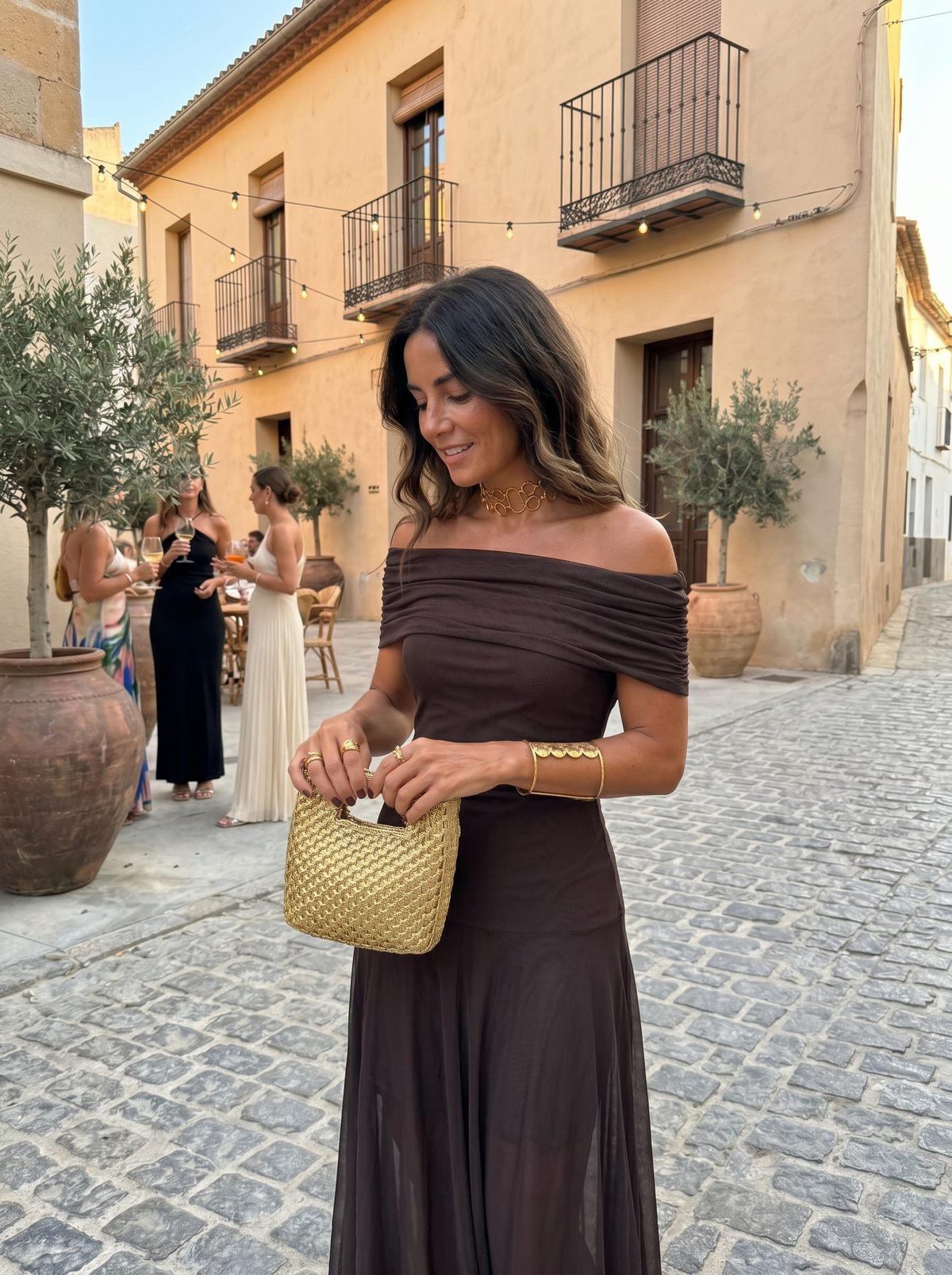 Abstract Print Chiffon One Shoulder Ruched Maxi Gown