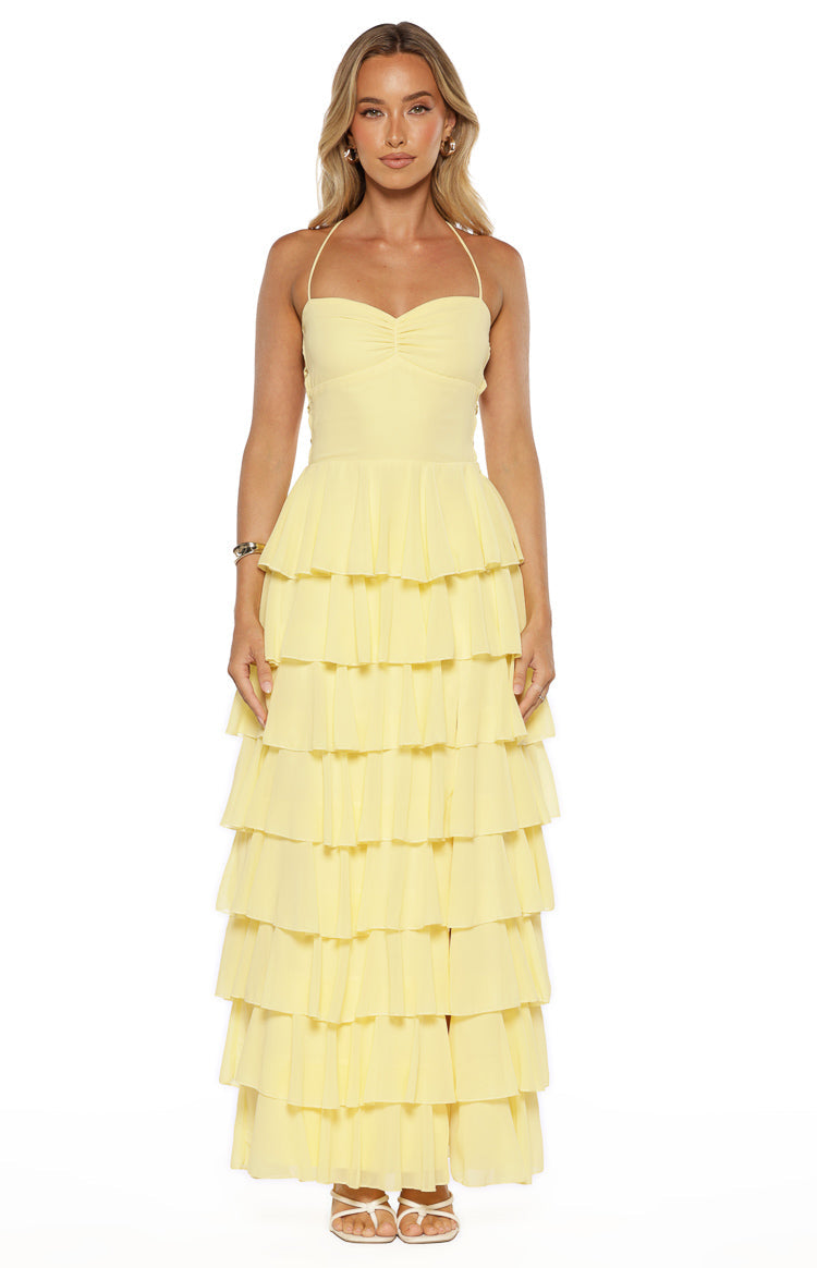 Georgie Yellow Ruffle Maxi Dress - PRE ORDER