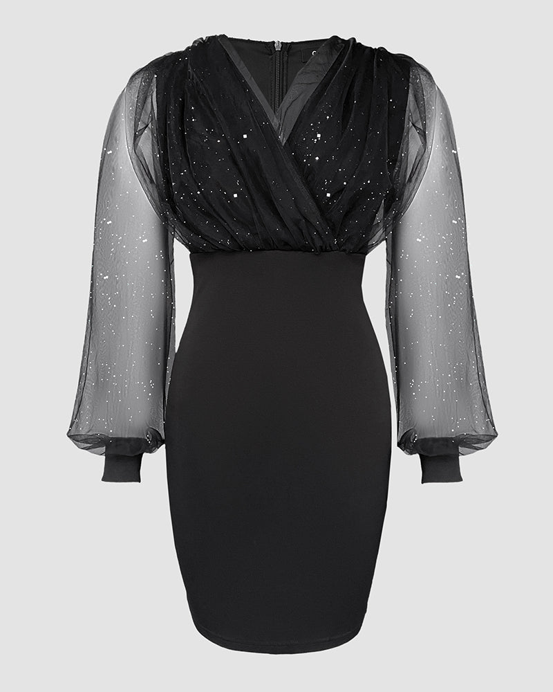 Chic Glitter Mini Cocktail Dress with Adjustable Straps and Lined Skir