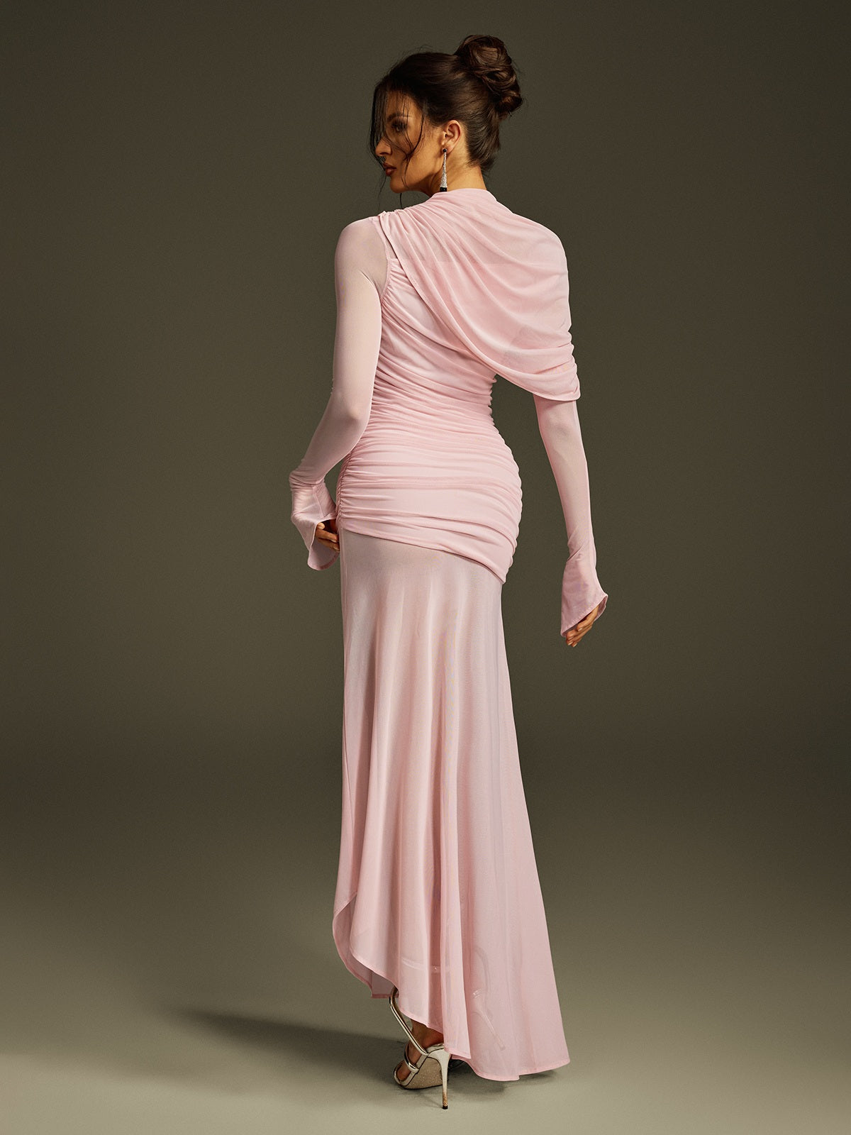 Long Sleeve Mesh Maxi Dress - View 6