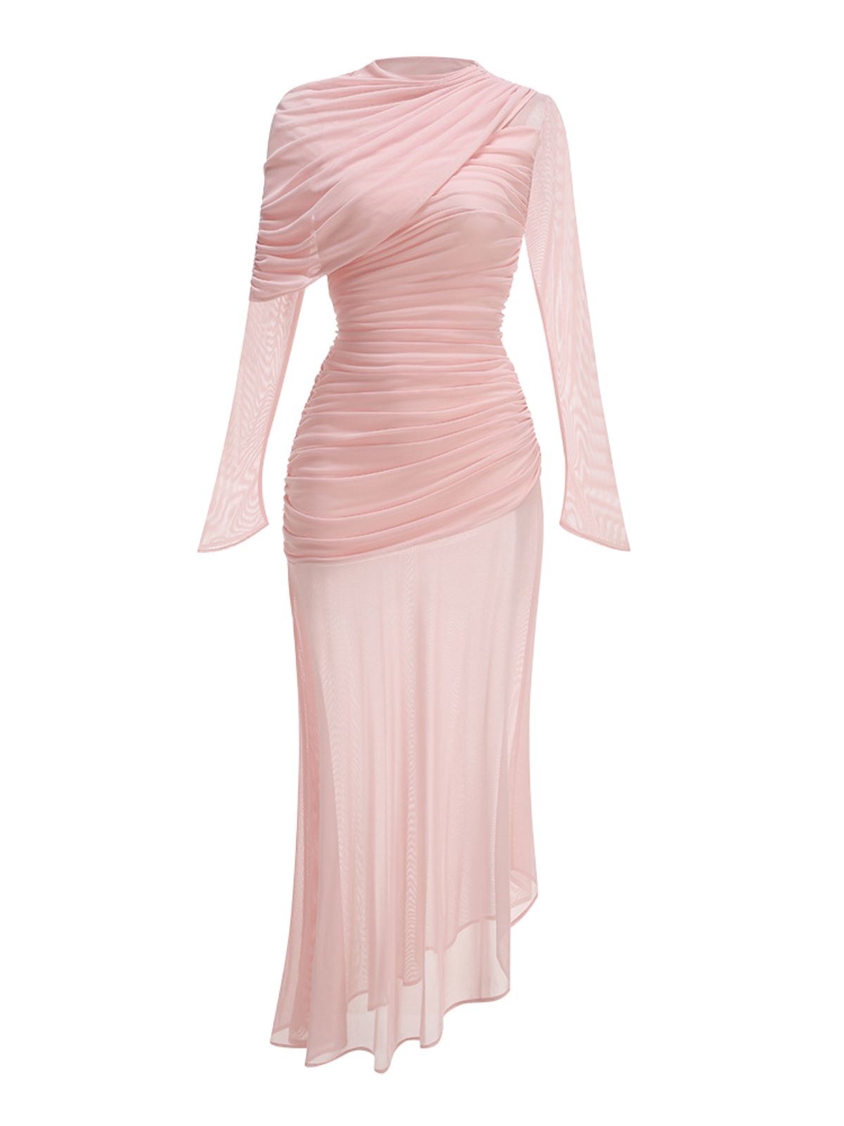 Long Sleeve Mesh Maxi Dress - View 7