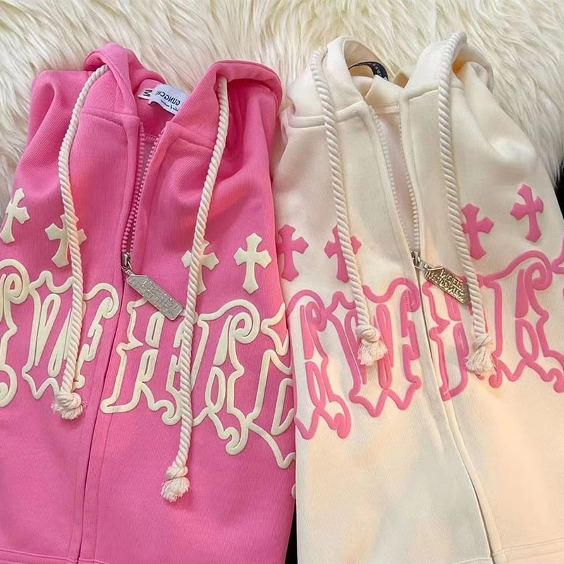 Vintage Goth Embroidery Hoodie