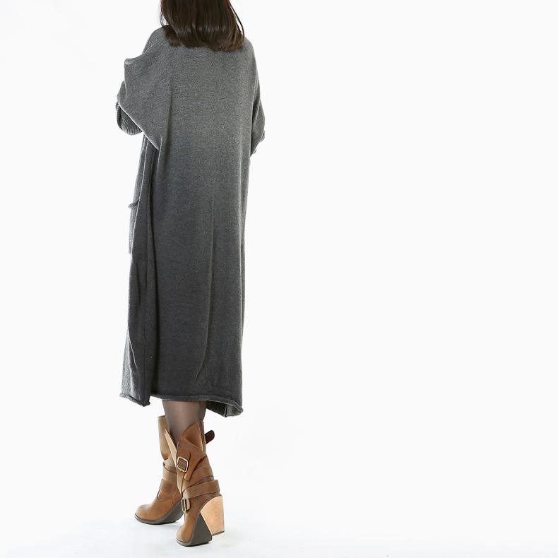 Gradient gray long sweater dresses maxi dress