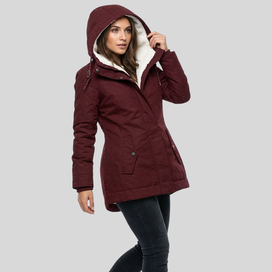 Hooded Sherpa Lined Zip Front Parka Jacket